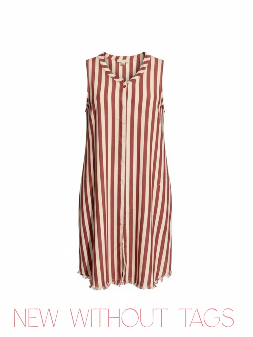 ee:some Red Stripe Sleeveless Button Front Tunic Dress M NWOT